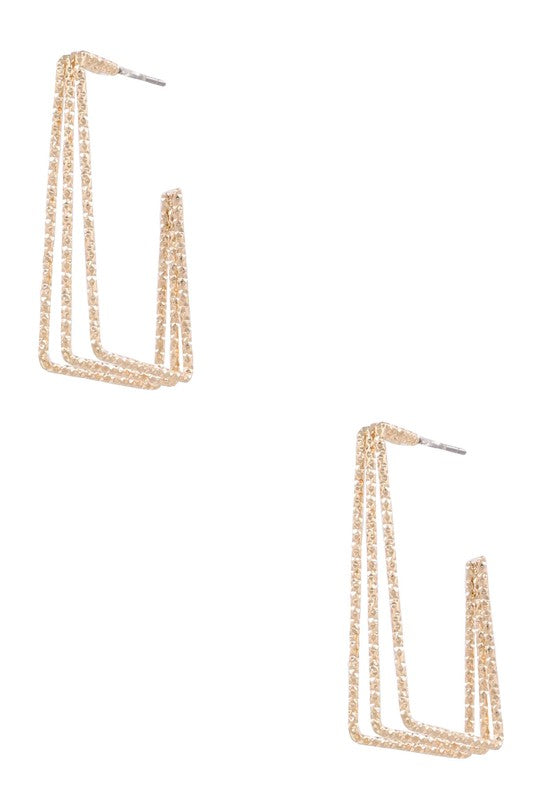 Gold Sparkle Rectangle Earrings