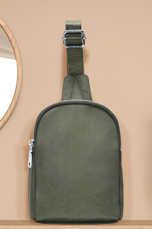 Gray Nylon Mini Sling Bag