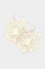 Load image into Gallery viewer, Tiger Open Metal Dangle Earrings
