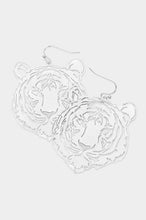 Load image into Gallery viewer, Tiger Open Metal Dangle Earrings
