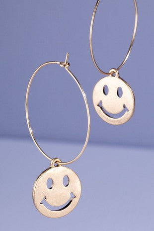 Smiley Face Gold Hoops