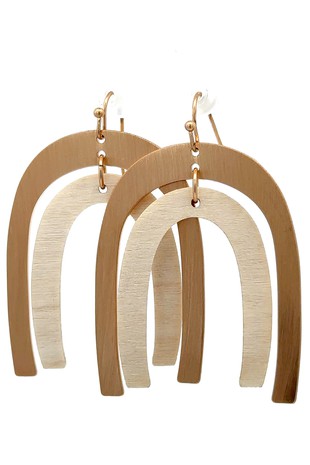 Gold & Wood Arch Earrings