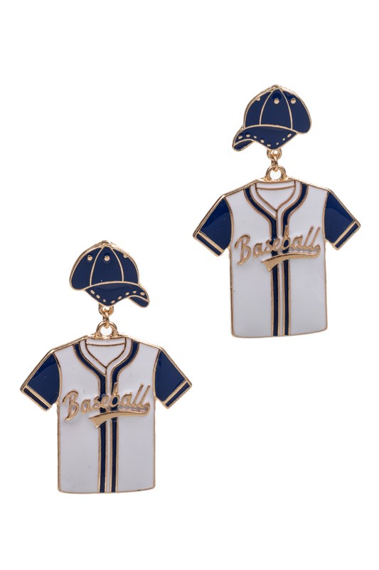 Blue Baseball Uniform Earrings