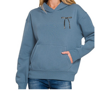 Load image into Gallery viewer, Dusty Blue Bow Sweatshirt &amp; Sweatpants Set
