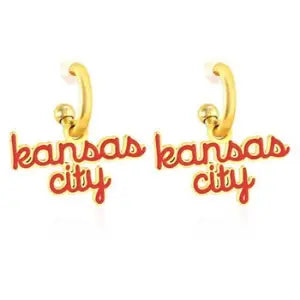Kansas City Script Huggie Hoop Earrings