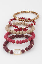 Load image into Gallery viewer, Red Multi Crystal Beaded Bracelet Set
