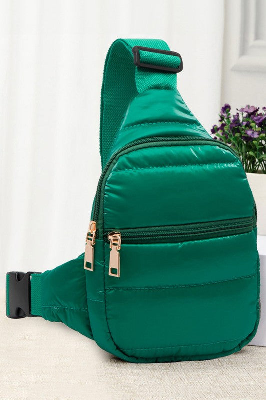 Green Puffy Sling Bag