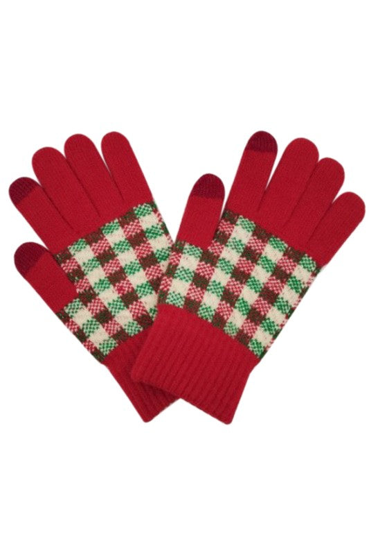 Red & Green Checkered Gloves