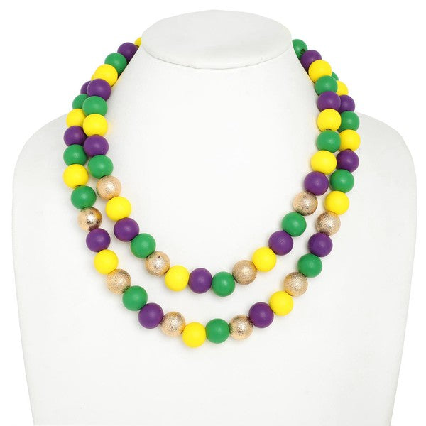 Mardi Gras 2-Strand Bead Necklace