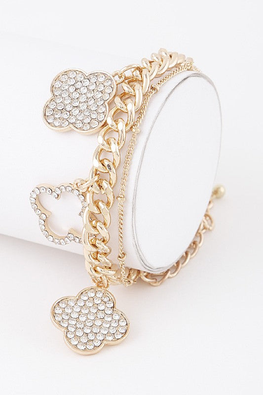 Jeweled Clover Chain Bracelet