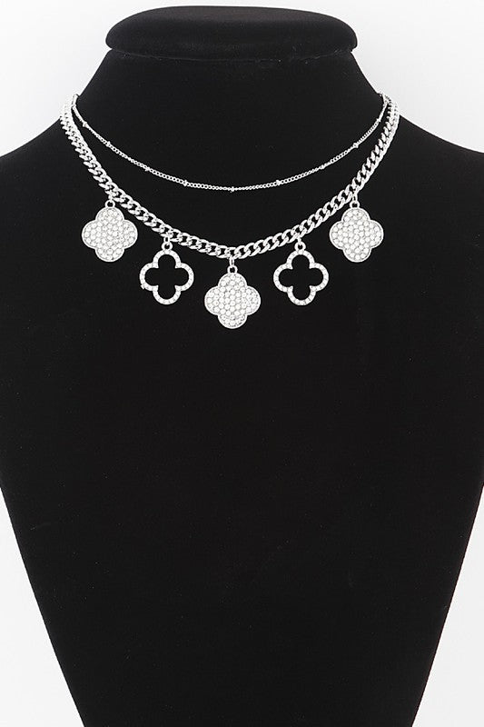Jeweled Clover Chain Necklace