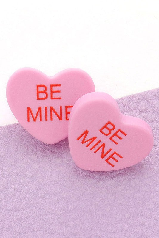 Be Mine Valentine Heart Post Earrings