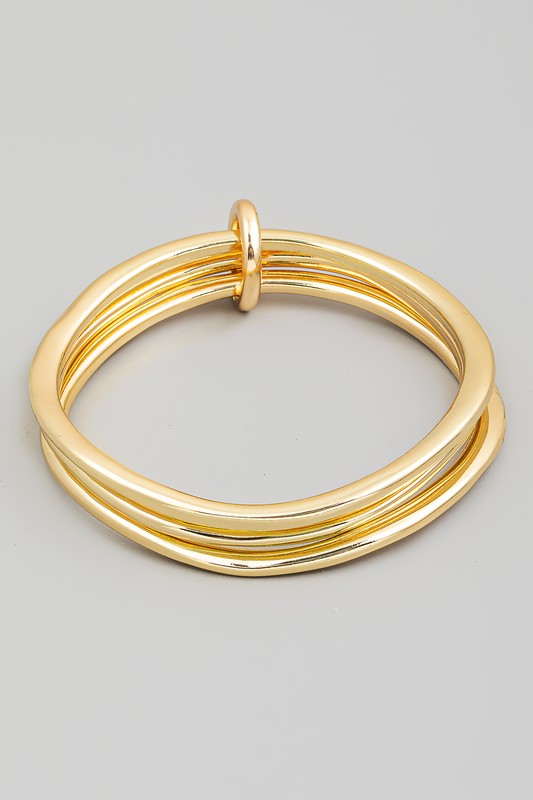 Gold Tube Bracelet Set