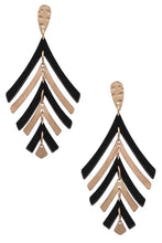 Load image into Gallery viewer, Wood &amp; Metal Triangle Layered Earrings
