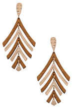 Load image into Gallery viewer, Wood &amp; Metal Triangle Layered Earrings
