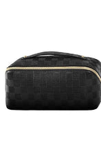 Load image into Gallery viewer, Black Checkered Makeup Bag
