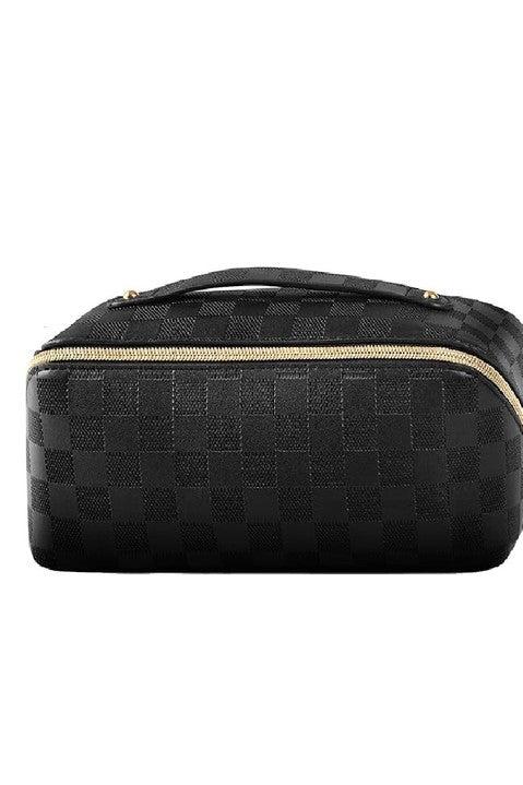 Black Checkered Makeup Bag