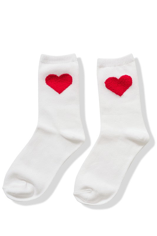 White Crew Socks w/ Red Heart