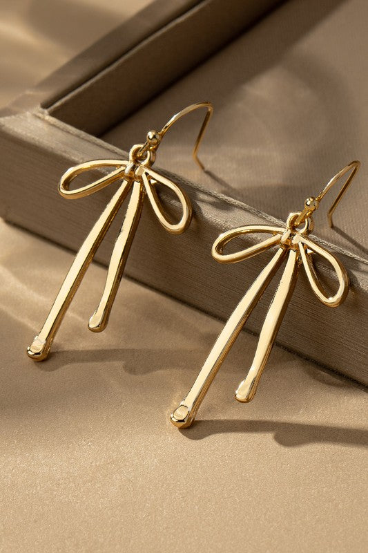 Gold Bow Dangle Earrings
