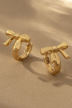 Load image into Gallery viewer, Gold Bow Huggie Hoop Earrings
