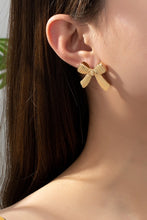 Load image into Gallery viewer, Gold Textured Bow Earrings
