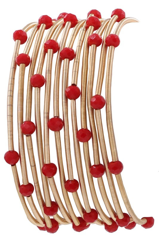 Red Bead Coil Bracelet