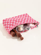 Load image into Gallery viewer, Black &amp; White Checkered Make-Up Bag
