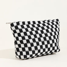 Load image into Gallery viewer, Black &amp; White Checkered Make-Up Bag
