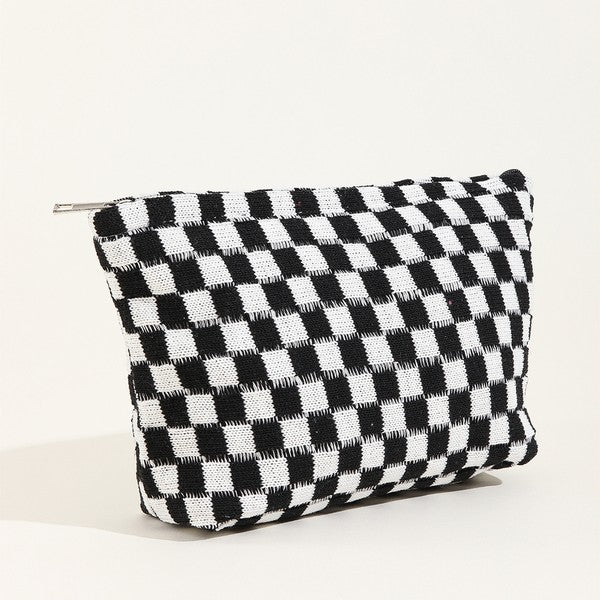 Black & White Checkered Make-Up Bag