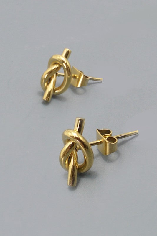Gold Knot Post Earrings