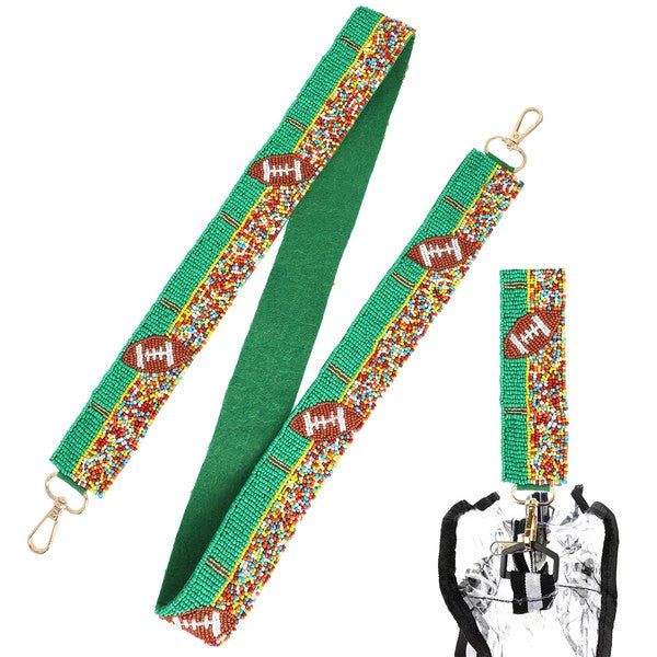 Green Game Day Football Bead Bag Strap