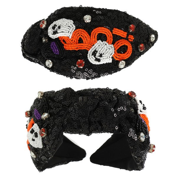 Black Sequin Boo Headband