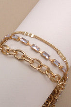 Load image into Gallery viewer, Gold Baguette Stone Multi-Layer Toggle Bracelet
