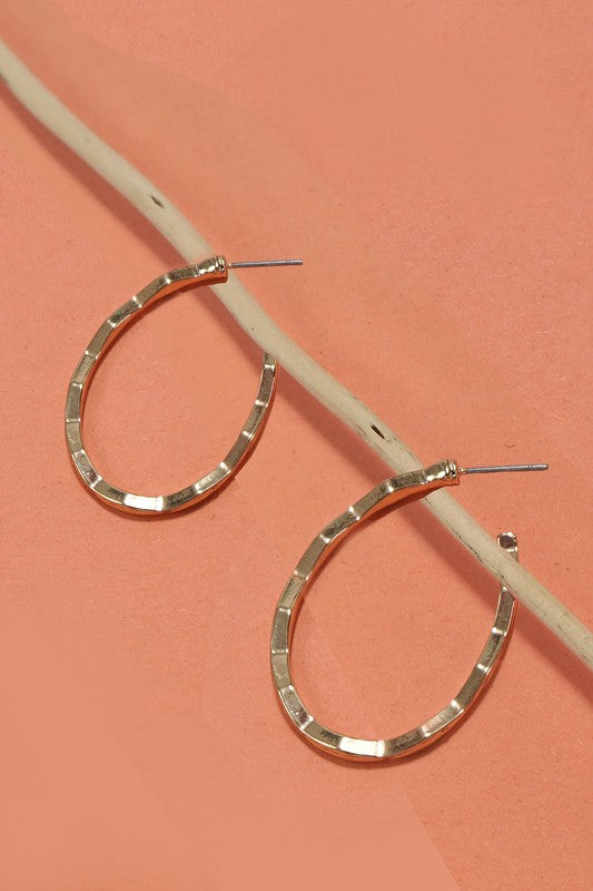 Textured Oval Gold Hoops