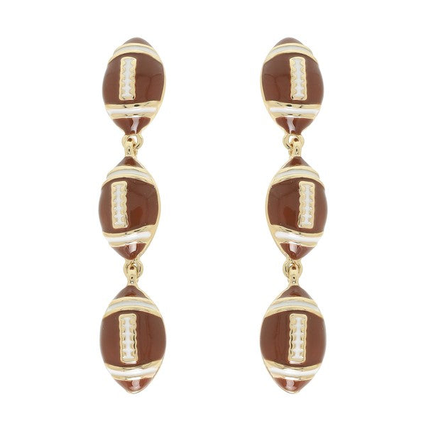Three-Tier Football Dangle Earrings