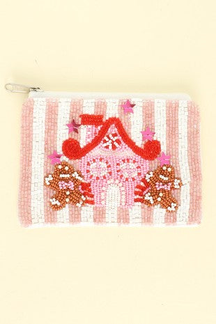 Gingerbread House Seed Bead Coin Bag