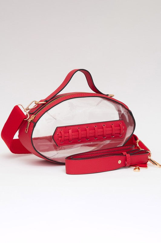 Red Clear Football Shaped Crossbody Bag