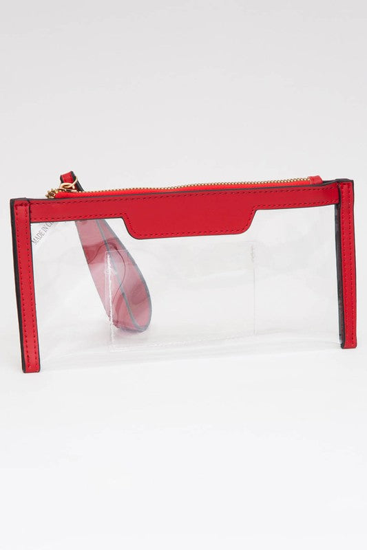 Red Clear Wristlet/Clutch Bag