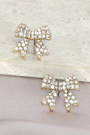 Sparkle Gold Bow Post Earrings