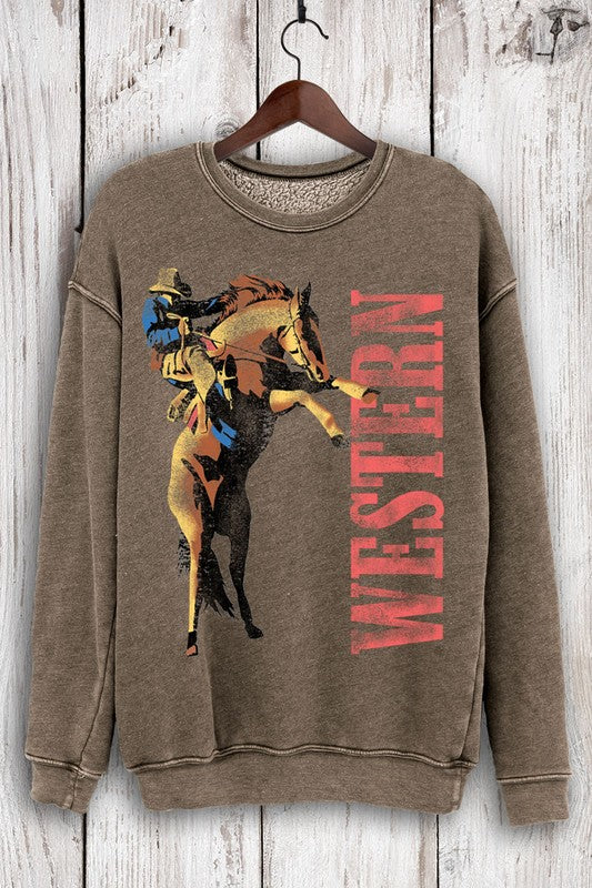 Mineral Brown Western Graphic Sweatshirt