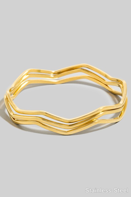 Wavy Bangle Bracelet Set