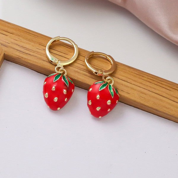 Strawberry Huggie Hoop Earrings