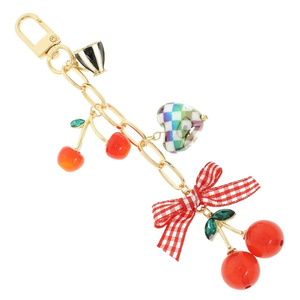 Cherry, Heart, & Bow Theme Charm Bag Chain