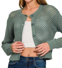 Load image into Gallery viewer, Jade Crochet Cardigan Sweater
