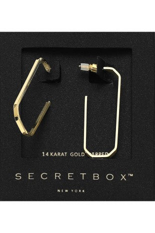 Gold Geometric Oval Hoop Earrings
