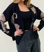 Load image into Gallery viewer, Black Tiger Cardigan Sweater
