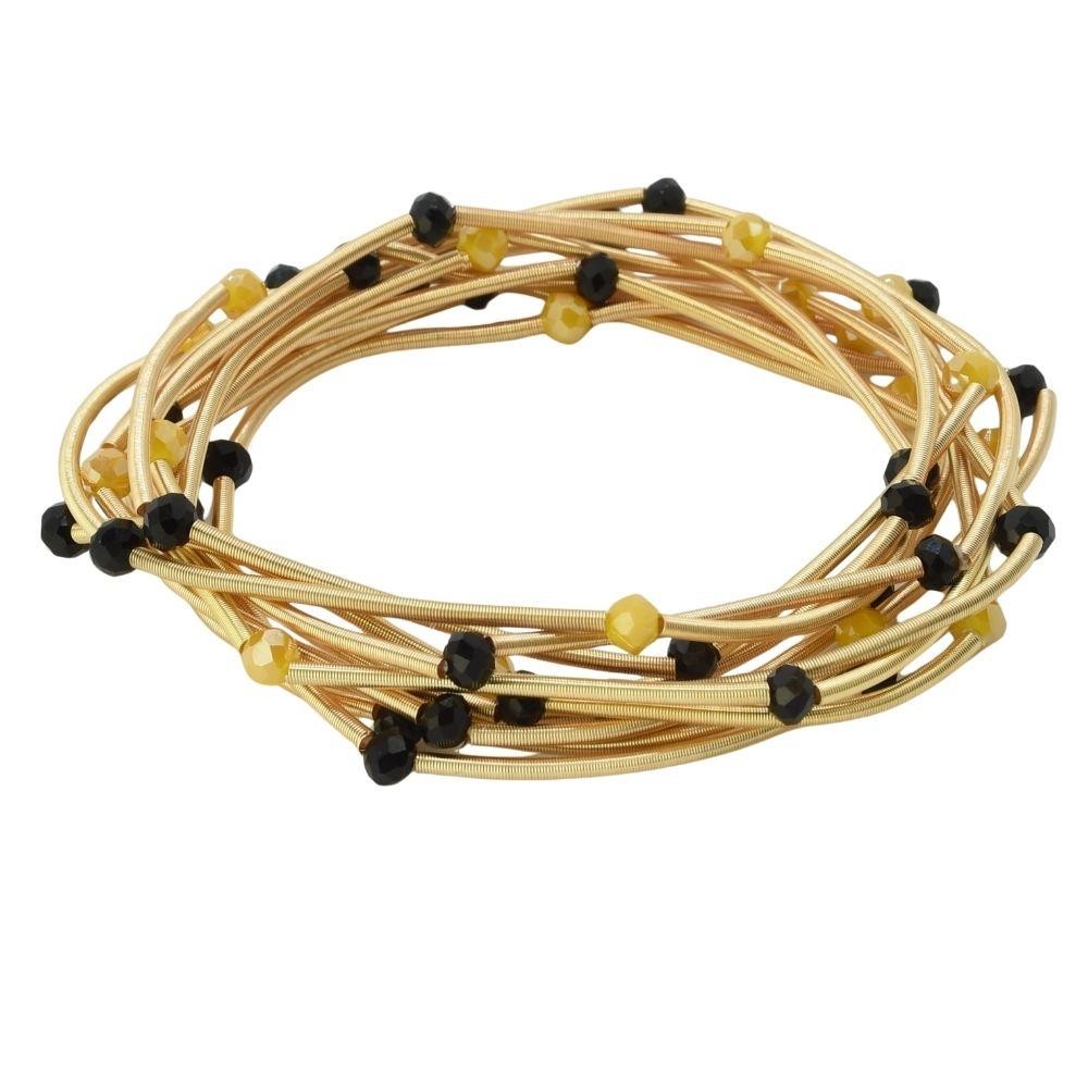 Black & Gold Coiled Bead Bracelet Set