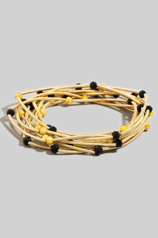 Black & Gold Metallic Elastic Bracelet Set