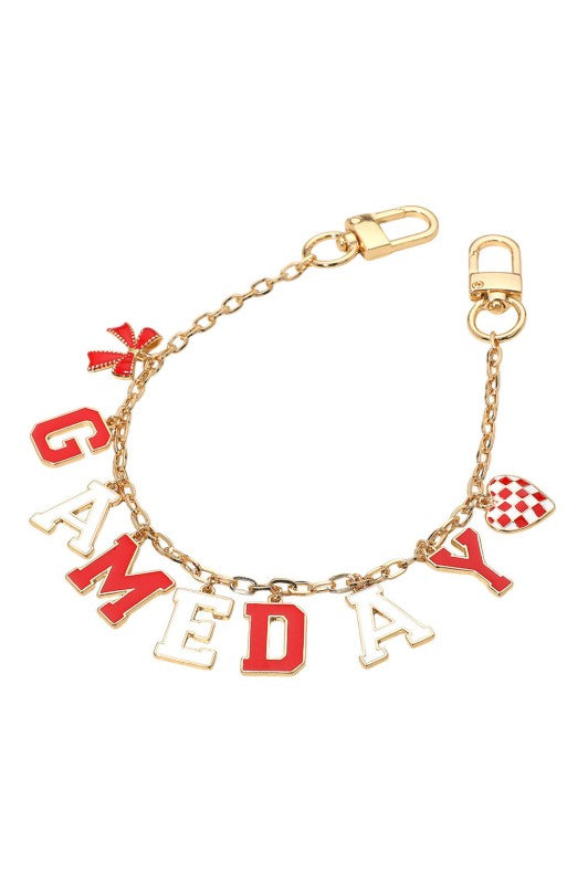 Red & White Game Day Bag Charm