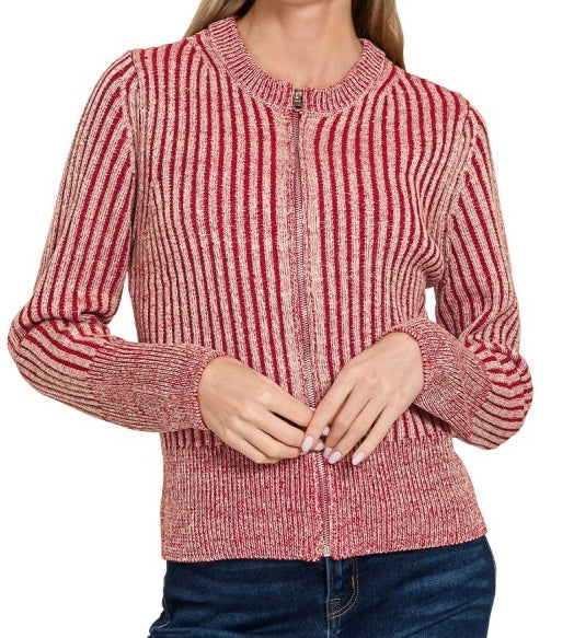 Red Zip-Up Sweater